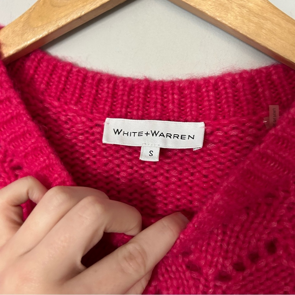 White + Warren Pink Baby Alpaca Wool Pink Knit Sweater - Picture 5 of 5